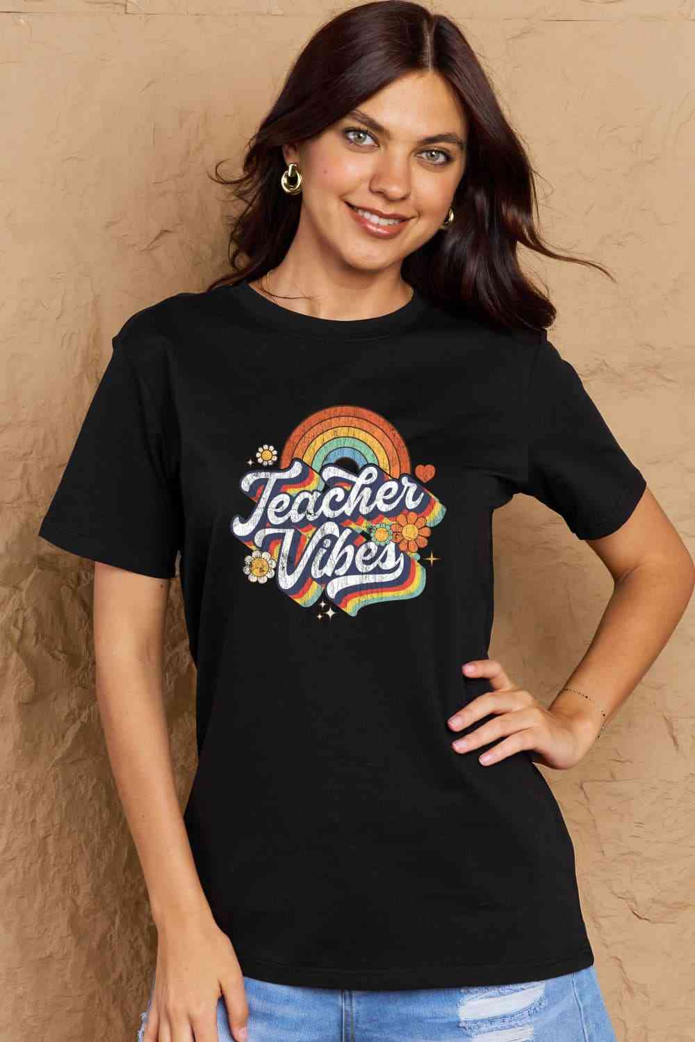 swvws Simply Love Full Size TEACHER VIBES Graphic Cotton T-Shirt