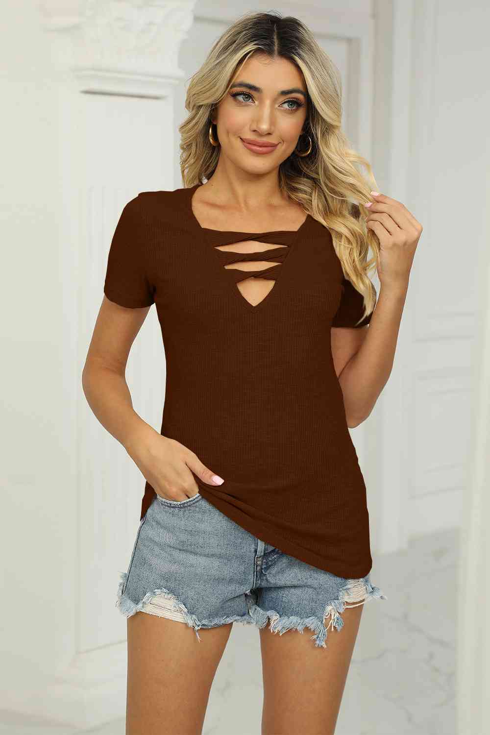 swvws Twisted V-Neck T-Shirt