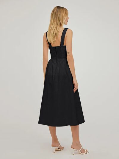 swvws Square Neck Wide Strap Midi Dress