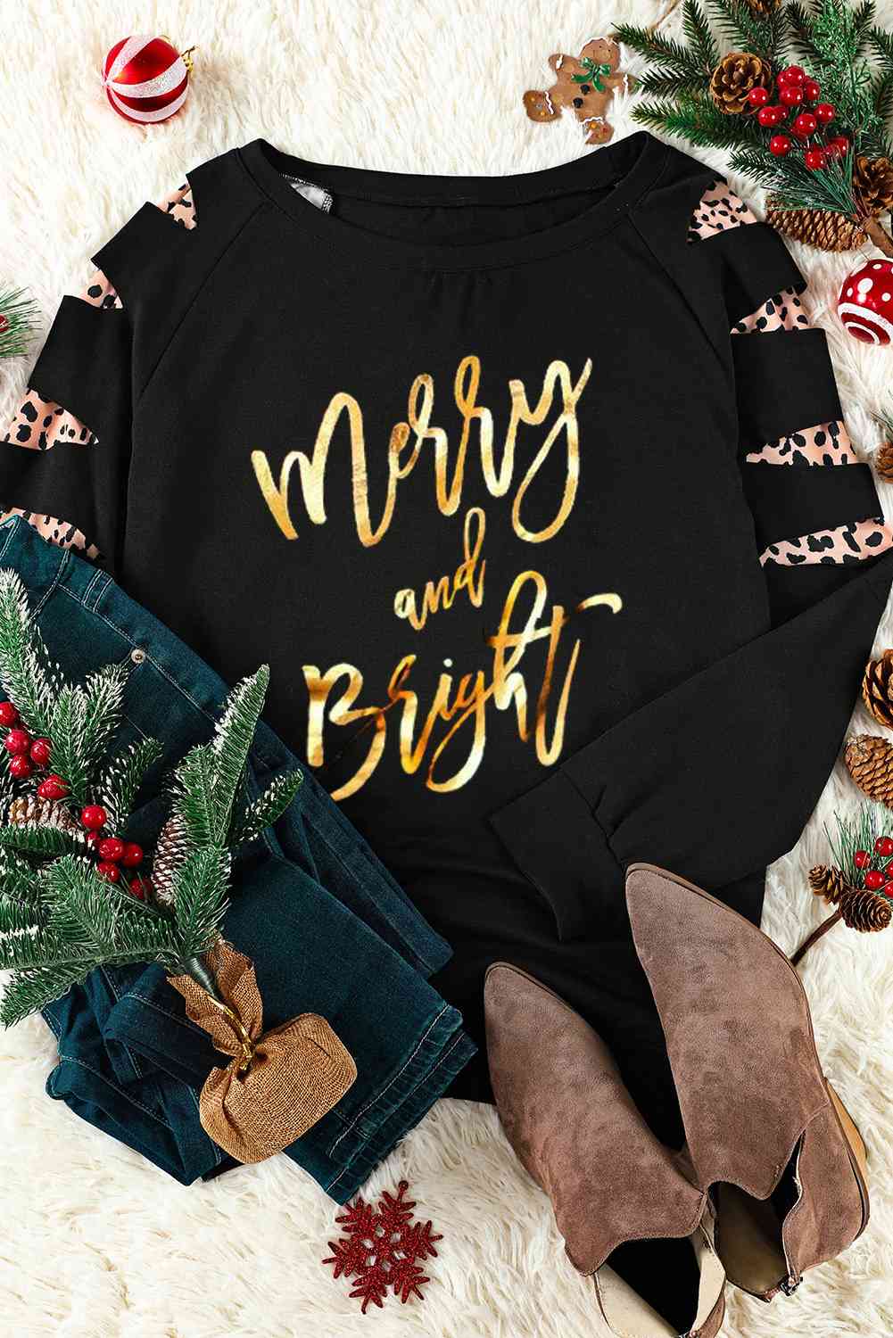 swvws MERRY AND BRIGHT Graphic Long Sleeve Top