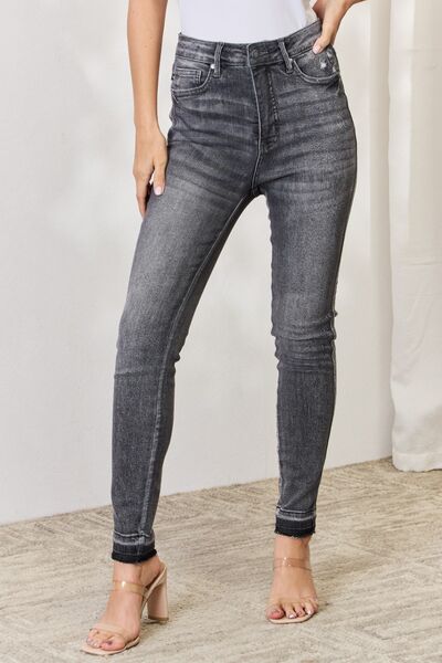 swvws Judy Blue Full Size High Waist Tummy Control Release Hem Skinny Jeans