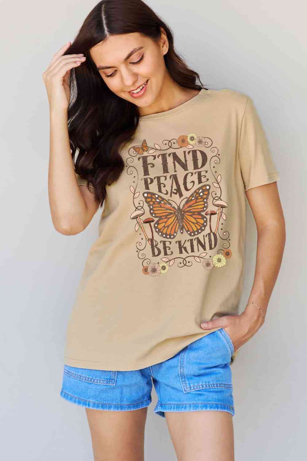 swvws Simply Love Full Size FIND PEACE BE KIND Graphic Cotton T-Shirt