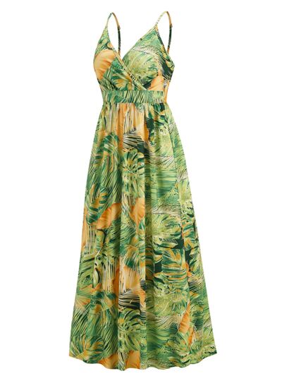 swvws Printed Surplice Spaghetti Strap Dress