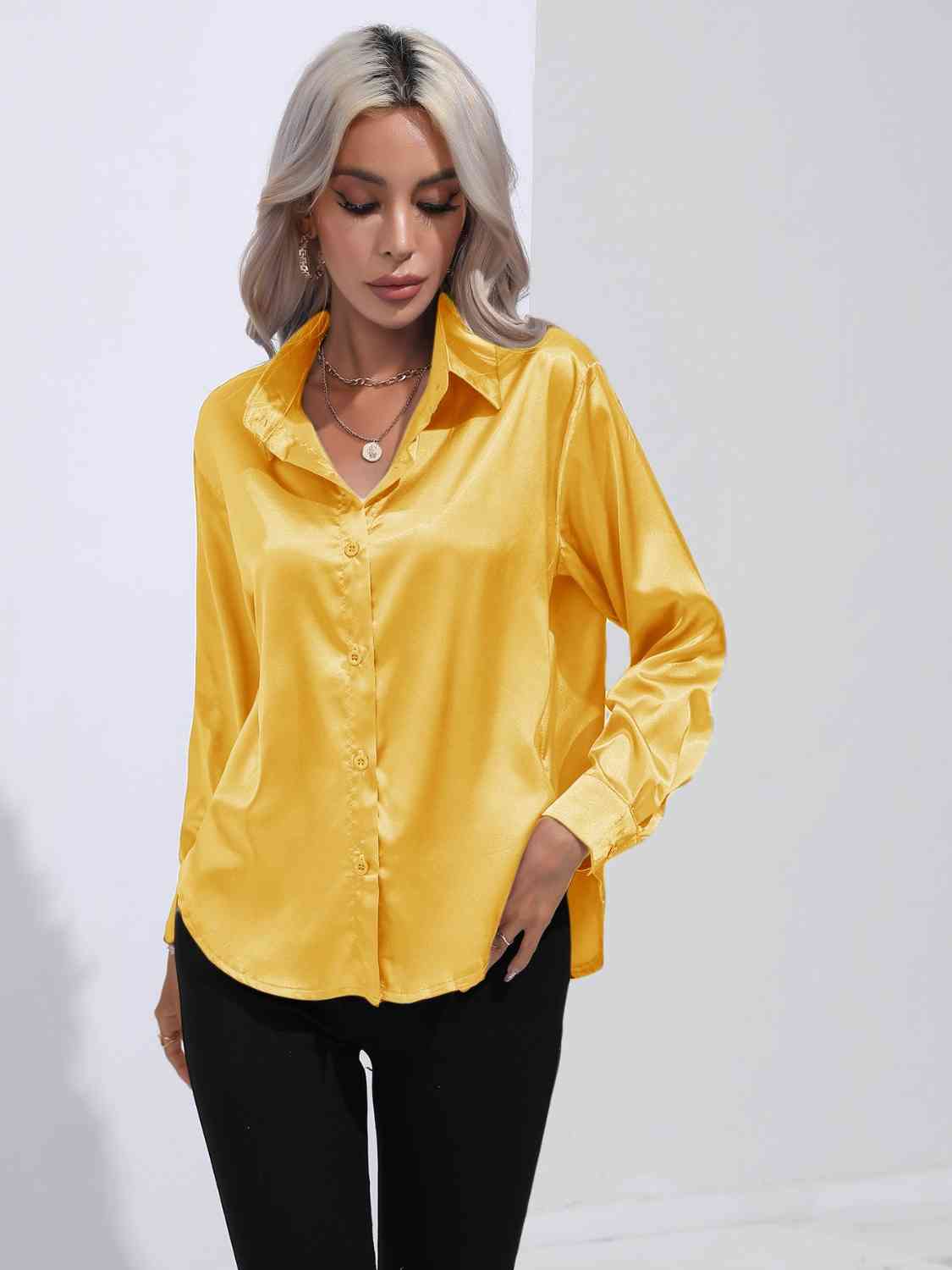 swvws Collared Neck Buttoned Long Sleeve Shirt