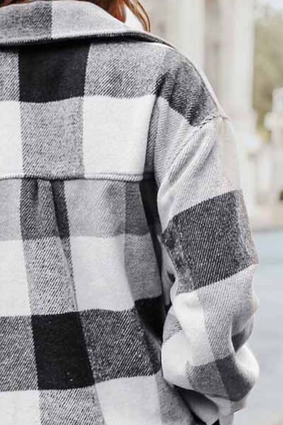 swvws Plaid Button Up Dropped Shoulder Coat