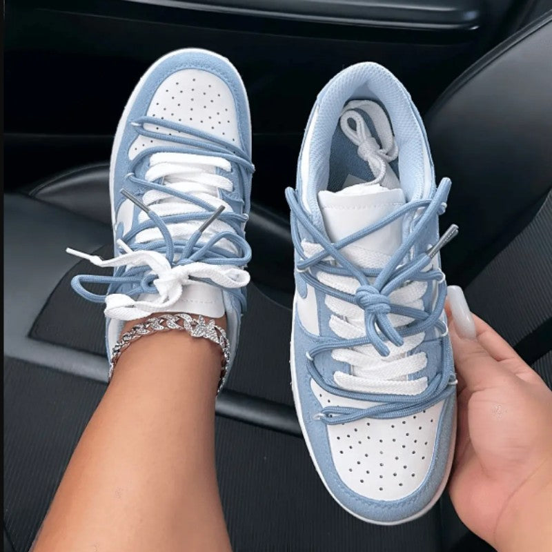 swvws - Blue Casual Patchwork Contrast Round Comfortable Out Door Shoes