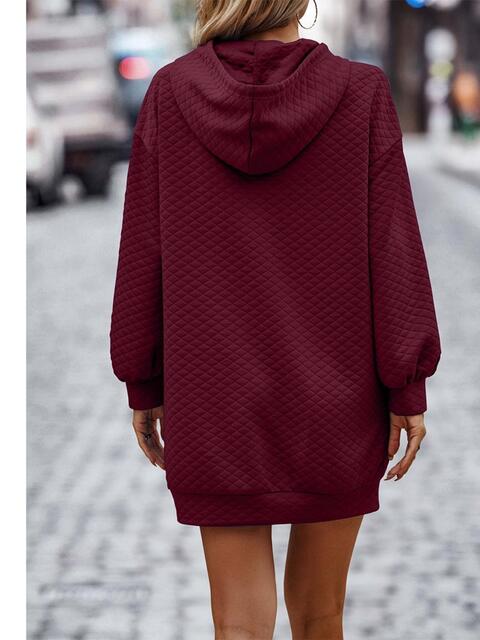 swvws Textured Drawstring Tunic Hoodie