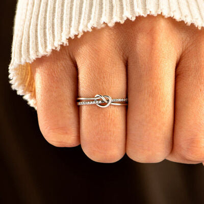 swvws 925 Sterling Silver Double-Layered Knot Ring