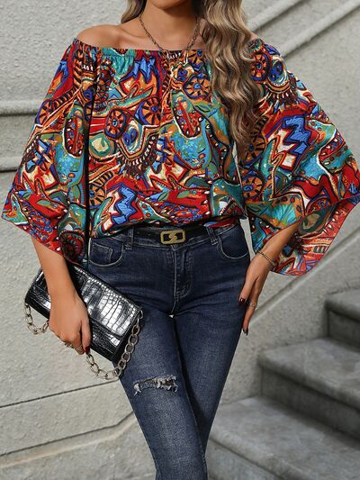 swvws Printed Off-Shoulder Blouse