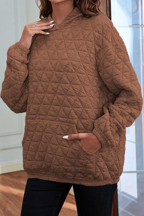 swvws Quilted Long Sleeve Hoodie with Pocket