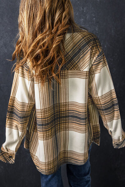 swvws Plaid Pocketed Dropped Shoulder Coat