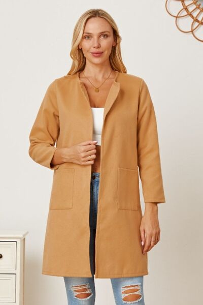 swvws Open Front Pocketed Long Sleeve Coat