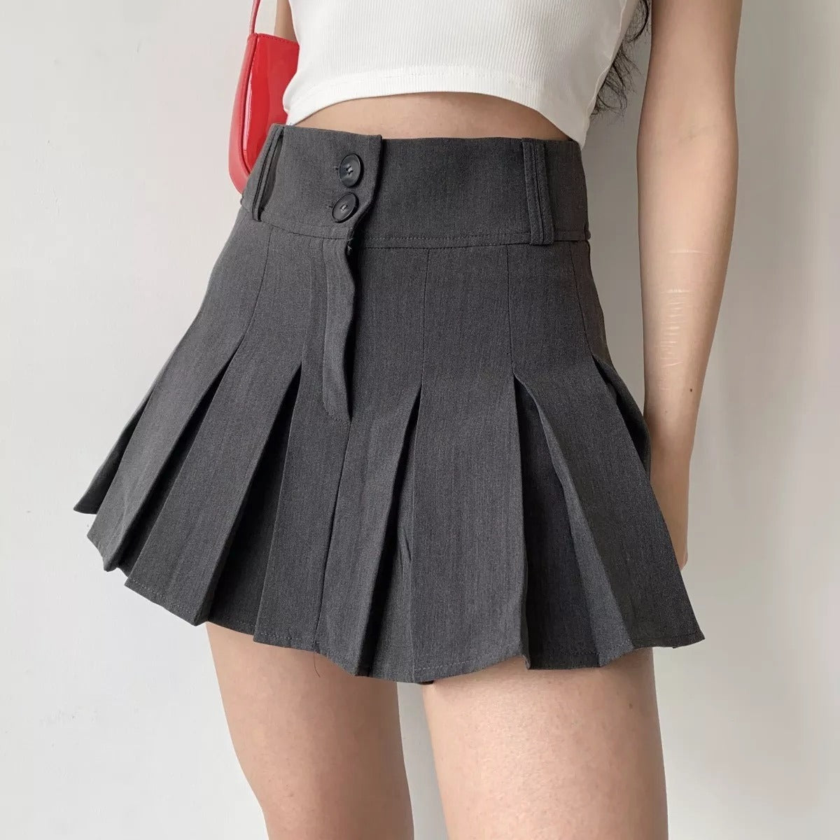 swvws - Campus Drama Button Pleated Skirt