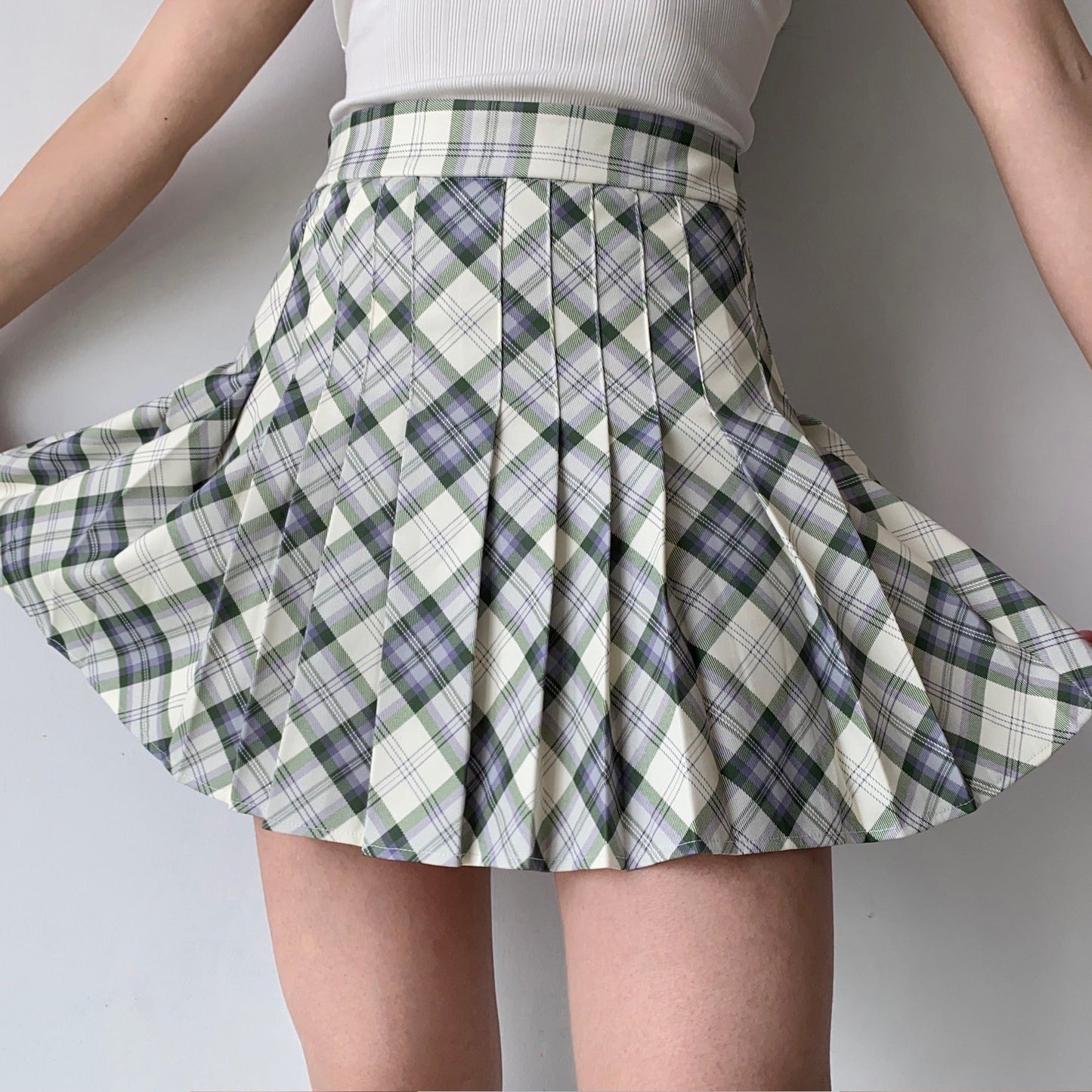 swvws - Seoul Style Plaid Tennis Skirt // Mint