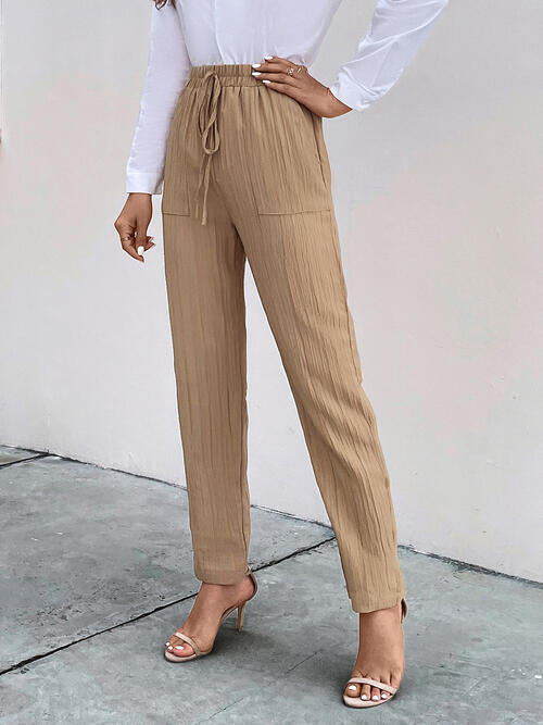 swvws Texture Drawstring Pants with Pockets