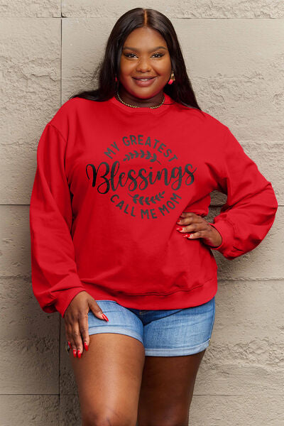 swvws Simply Love Full Size MY GREATEST BLESSINGS CALL ME MOM Round Neck Sweatshirt