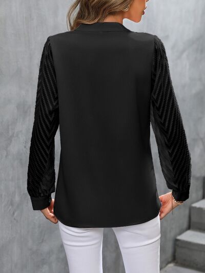 swvws Notched Long Sleeve Blouse