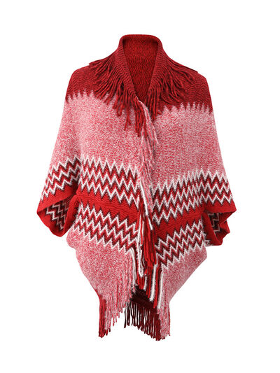 swvws Geometric Fringe Open Front Cardigan