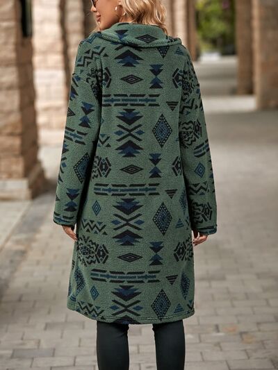 swvws Geometric Pocketed Dropped Shoulder Coat