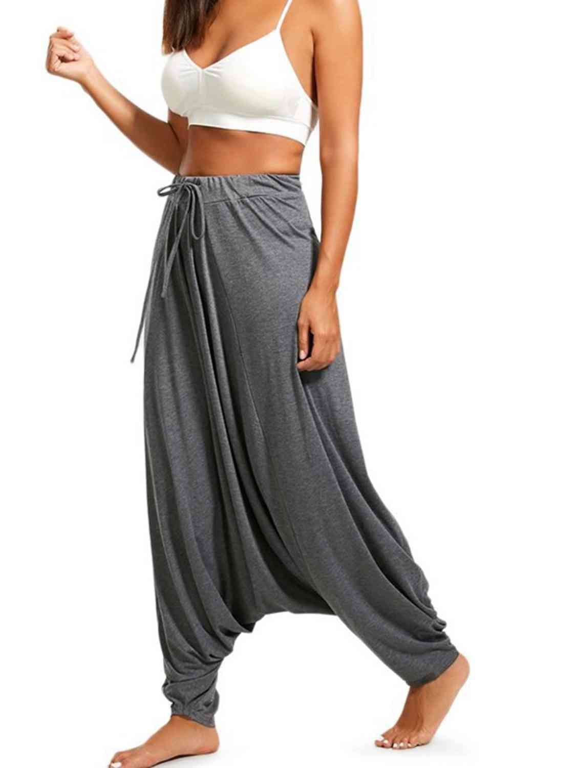 swvws Tied Mid Waist Long Harem Pants