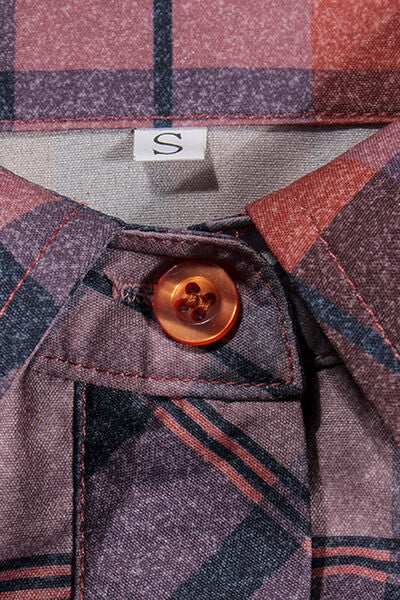 swvws Plaid Pocketed Button Up Shirt