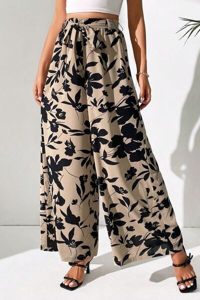 swvws Printed Tied Wide Leg Pants