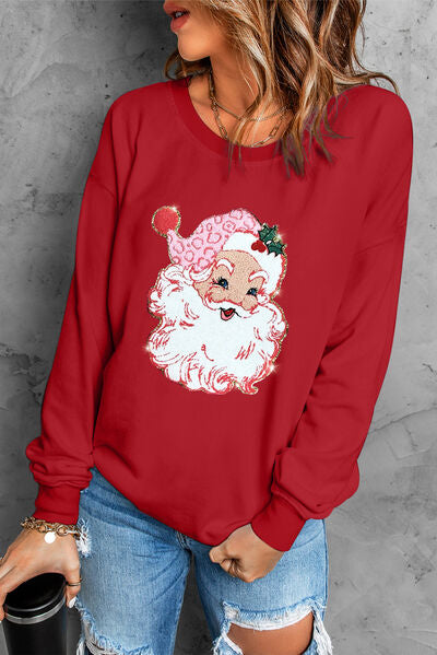 swvws Santa Round Neck Dropped Shoulder Sweatshirt