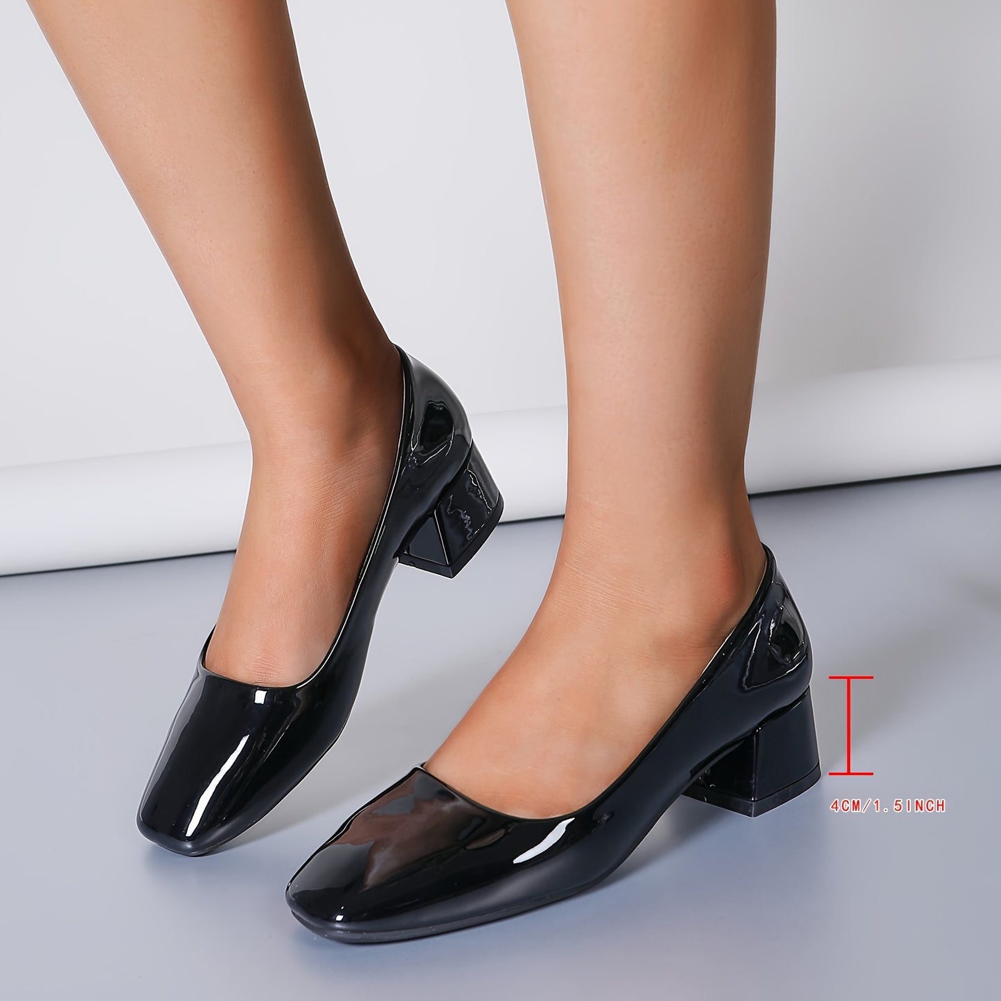 Womens Square Toe Dress Pumps - Rich Solid Hue, Chunky Heels - Comfortable, Slip-On, Timeless Elegance for Formal & Daily Chic