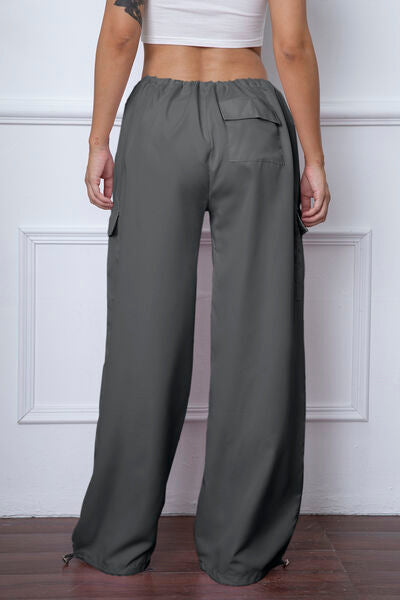 swvws Drawstring Waist Pants with Pockets