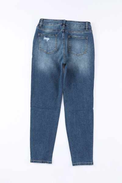 swvws Button-Fly Distressed Jeans with Pockets