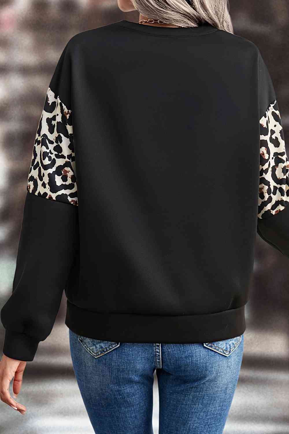 swvws Leopard Dropped Shoulder Sweatshirt