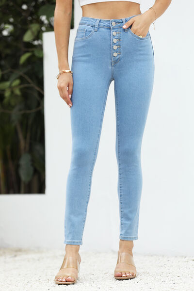 swvws High Waist Button-Fly Slim Jeans