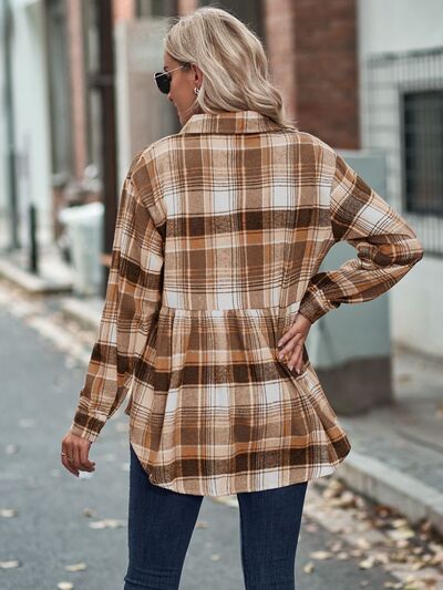 swvws Plaid Button Up Dropped Shoulder Shirt