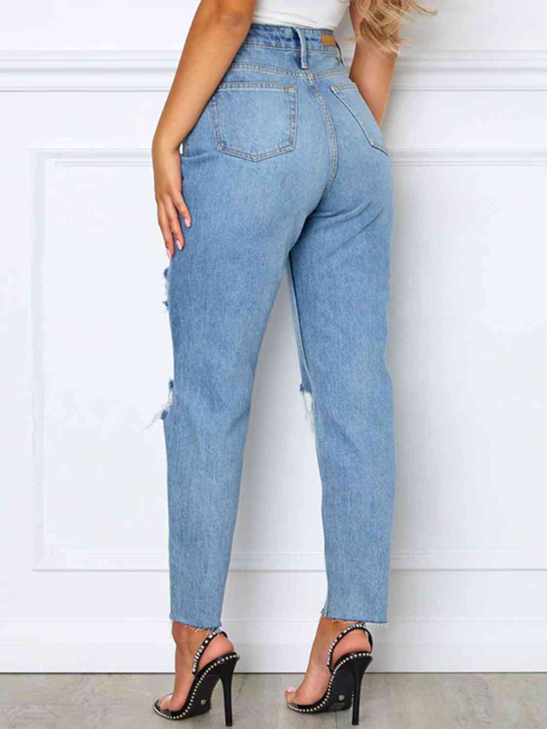 swvws Distressed High Waist Straight Jeans