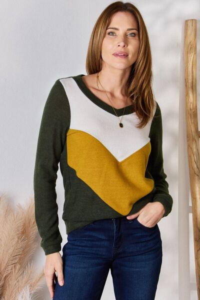 swvws Hailey & Co Full Size Colorblock V-Neck Blouse