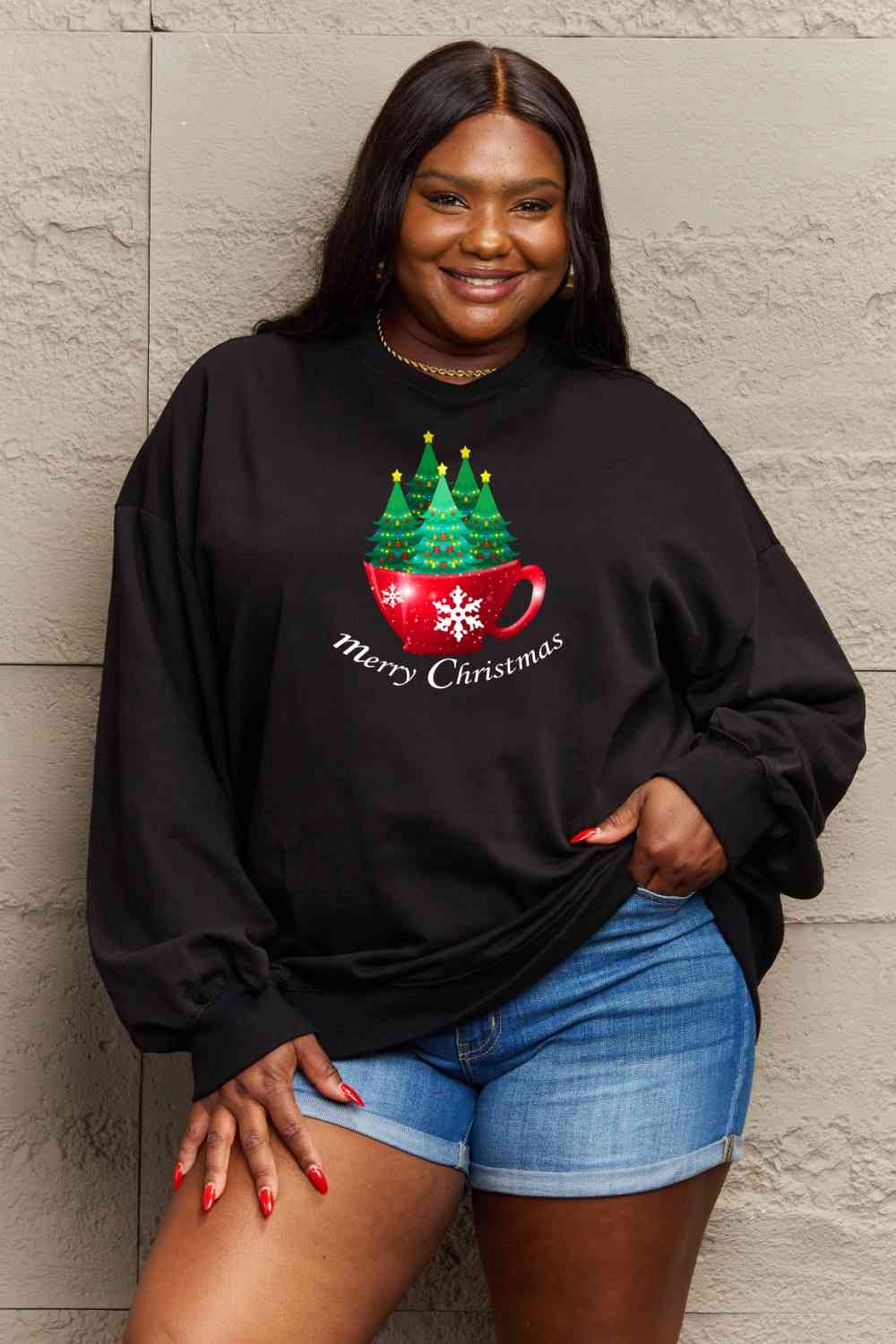 swvws Simply Love Full Size MERRY CHRISTMAS Graphic Sweatshirt