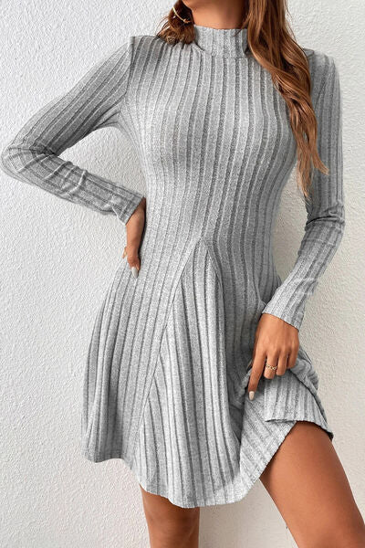 swvws Mock Neck Long Sleeve Mini Dress