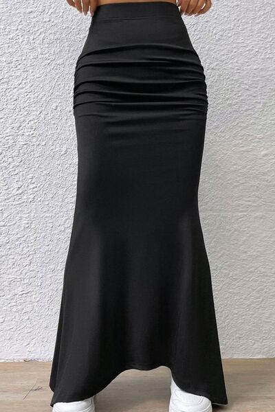 swvws Ruched Maxi Trumpet Skirt