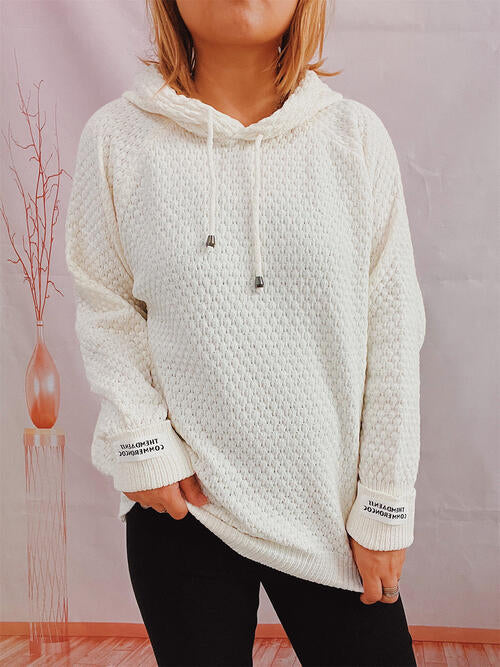 swvws Drawstring Long Sleeve  Hooded Sweater