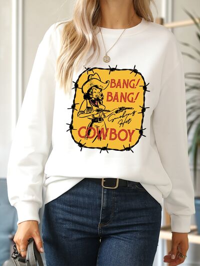 swvws Cowboy Graphic Round Neck Sweatshirt