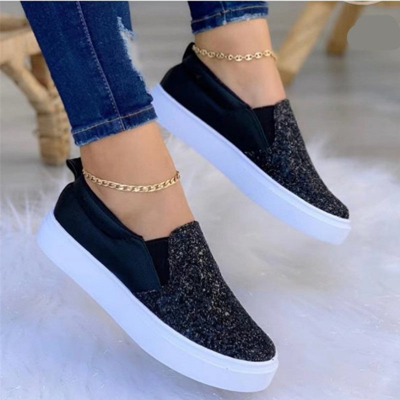 swvws - Black Casual Patchwork Round Comfortable Flats Shoes