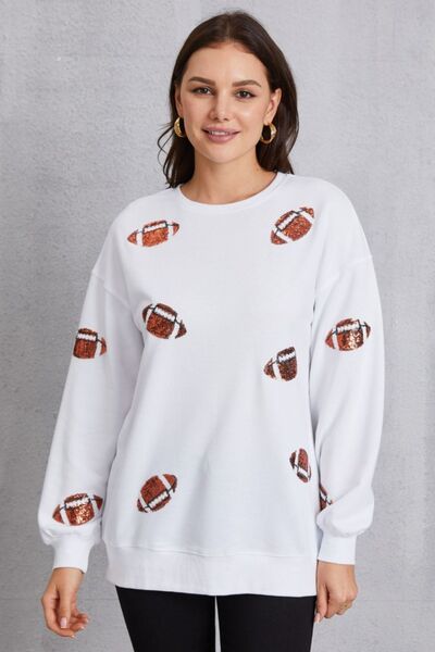 swvws Football Sequin Patch Long Sleeve Sweatshirt