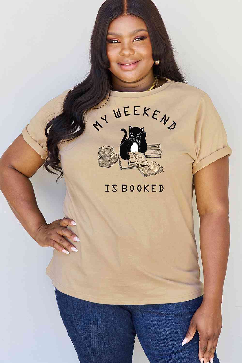 swvws Simply Love Full Size MY WEEKEND IS BOOKED Graphic T-Shirt