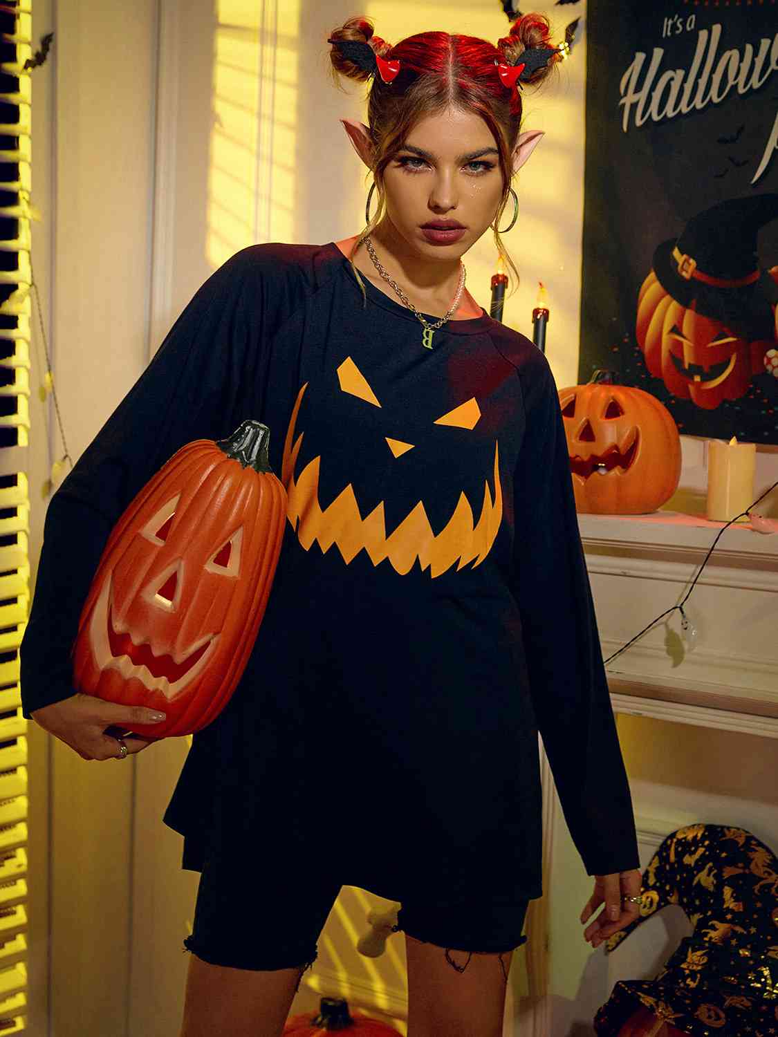 swvws Round Neck Jack-o'-lantern Graphic T-Shirt