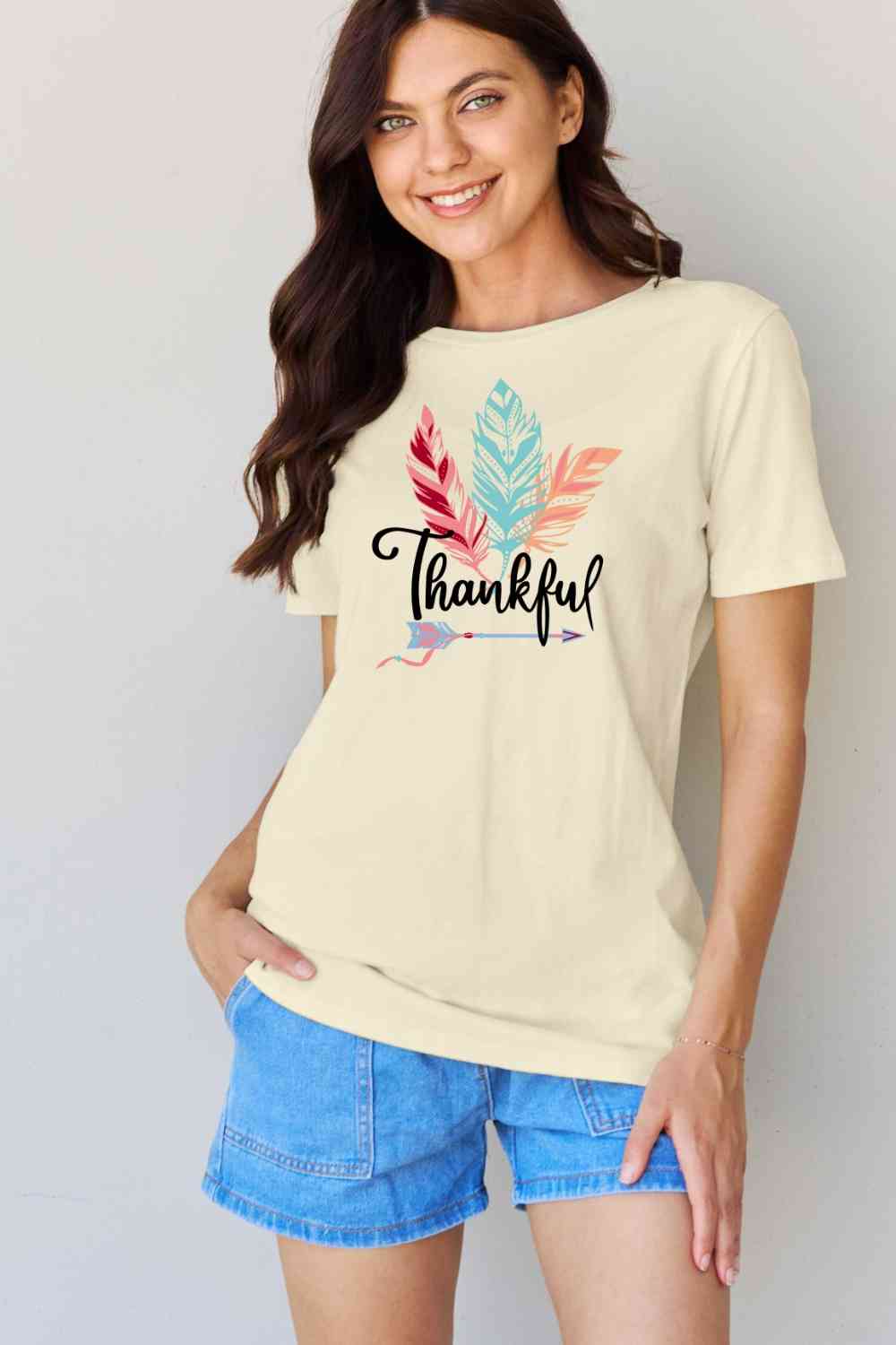 swvws Simply Love Full Size THANKFUL Graphic T-Shirt