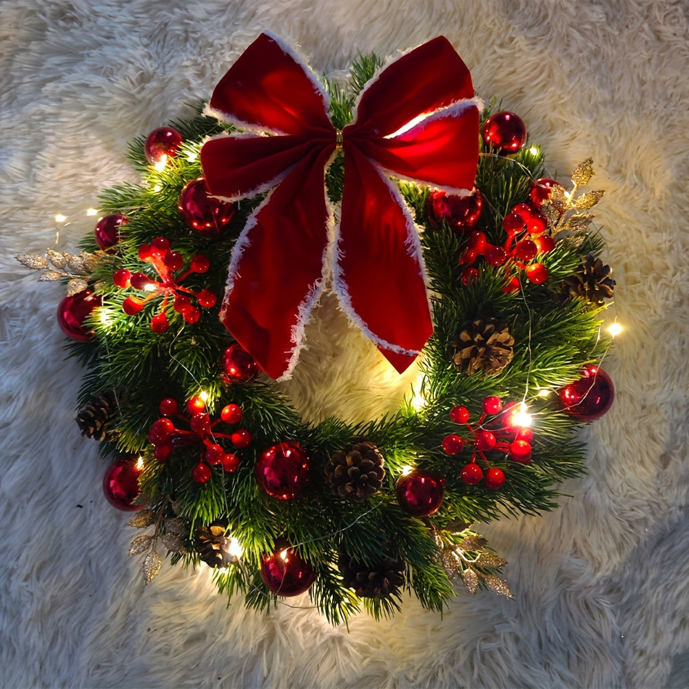 17.71" Festive Christmas Wreath - Perfect for Front Door & Wall Decor, Ideal Holiday Gift, No Power Needed