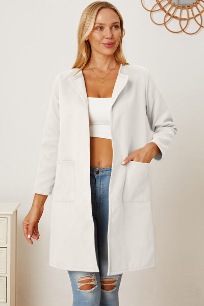 swvws Open Front Pocketed Long Sleeve Coat