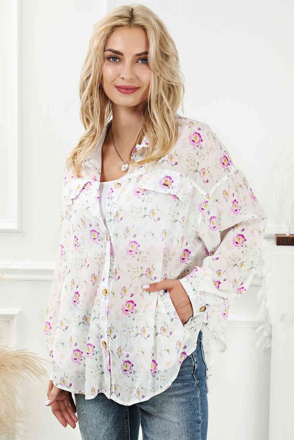 swvws Floral Print Long Sleeve Shirt