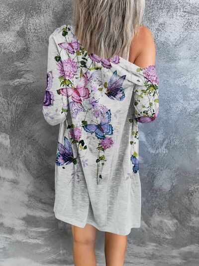 swvws Printed Button Up Long Sleeve Cardigan