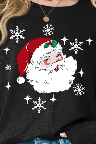 swvws Santa Graphic Round Neck Dropped Shoulder T-Shirt